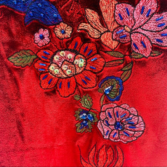 NWT Foxiedox Velour Velvet Embroidered Maxi Skirt - Picture 6 of 6